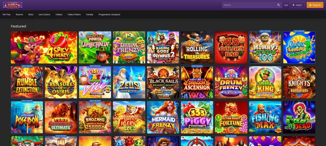 Zodiac Casino Až 5000 CZK +50 FS uvítací bonus